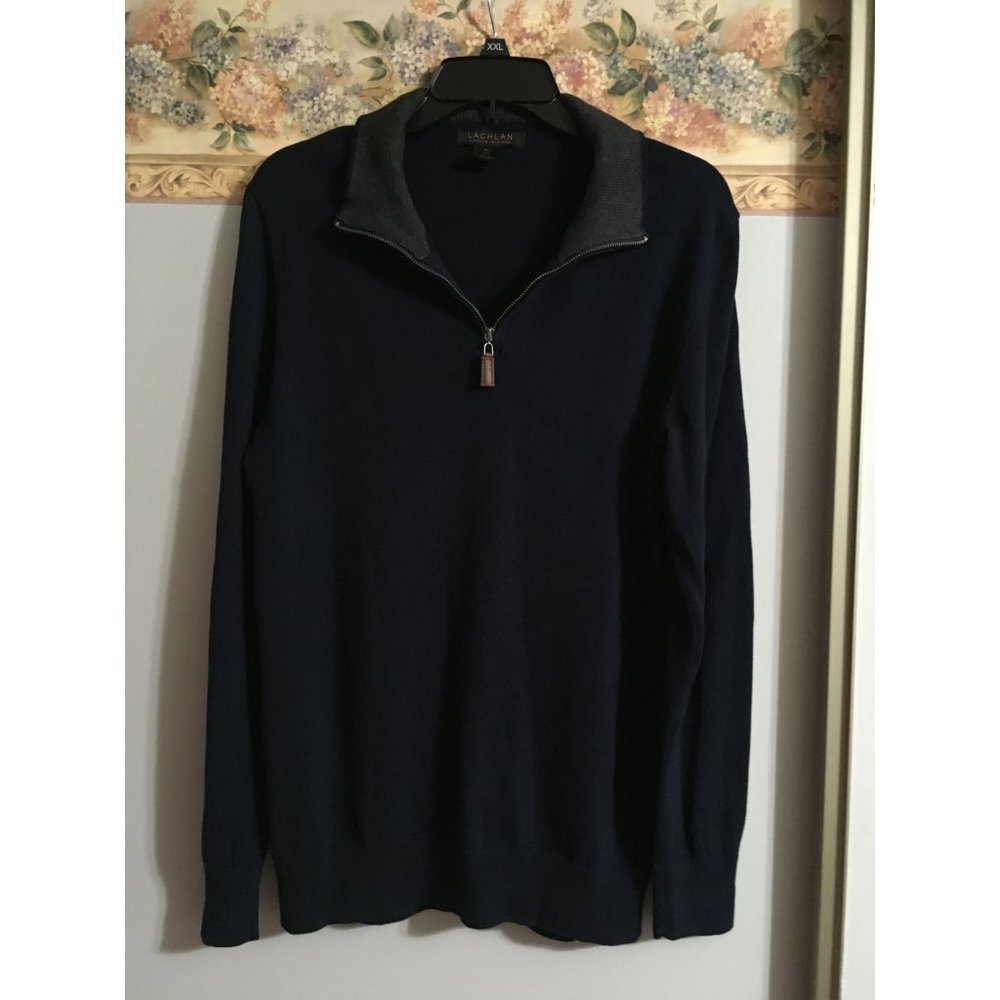 Lachlan British Inspired Small Blue Casual Business Occasion Knit Sweater
